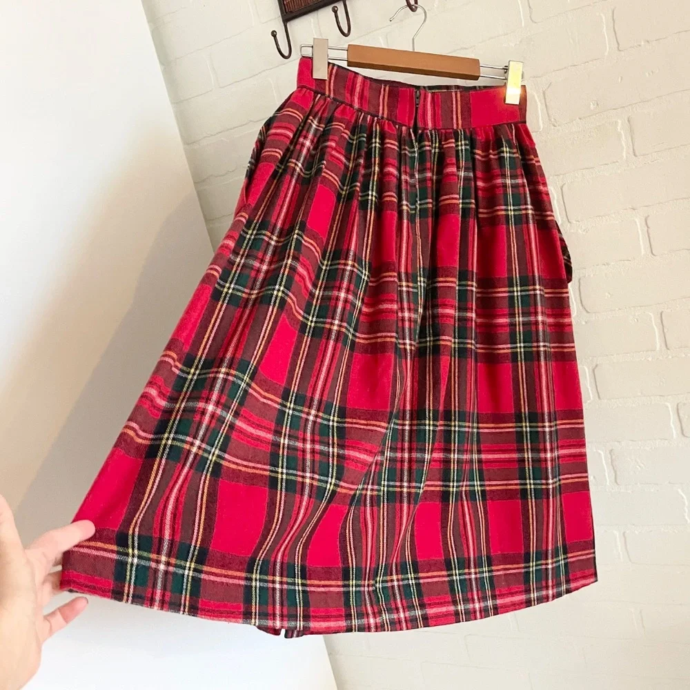 Vintage Royal Stewart Tartan Wool Pleated Skirt High Rise Le Château Size 7 - Picture 13 of 15